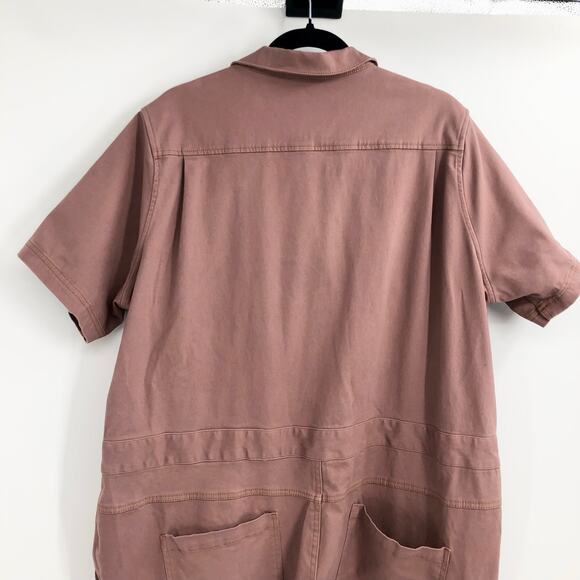 Wildfang The Essential Short Sleeve Coveralls Full Zip Unisex Mauve Coverall 2XL - Picture 4 of 12